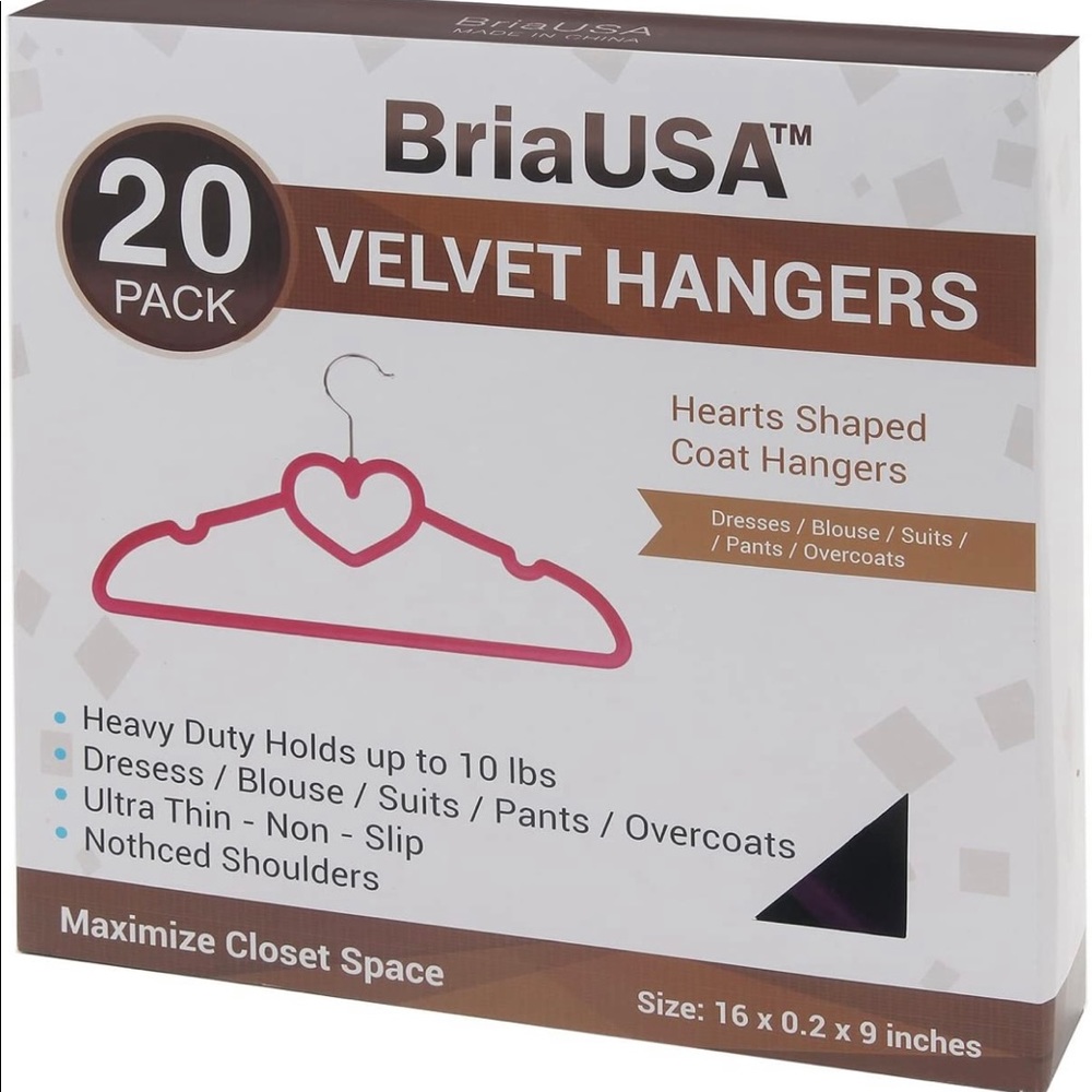 Pink velvet clothes hangers w/ heart